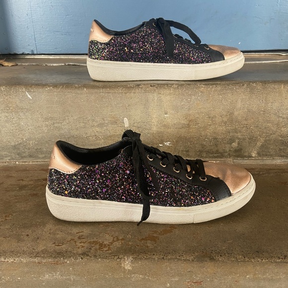 Skechers Goldie Women's Sparkle Sneakers - Black and Rose Gold - Picture 2 of 7